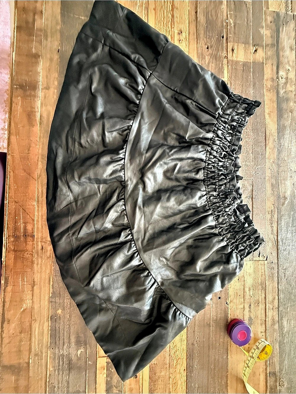 Anthropologie The Somerset Mini Skirt Faux Leather Edition Black size XL